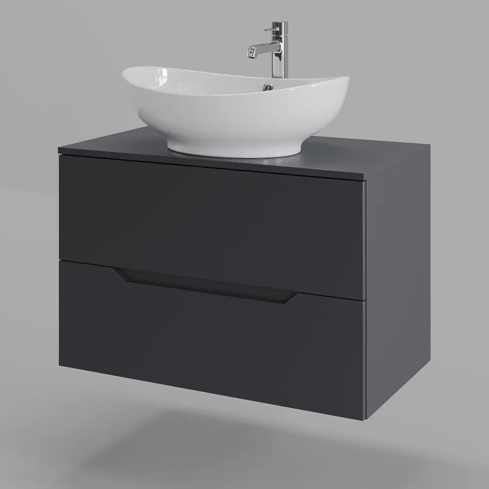 Фото 4 Тумба с раковиной подвесная Topline FLIPTUS80G-8585W 80 см цвет графит/белый