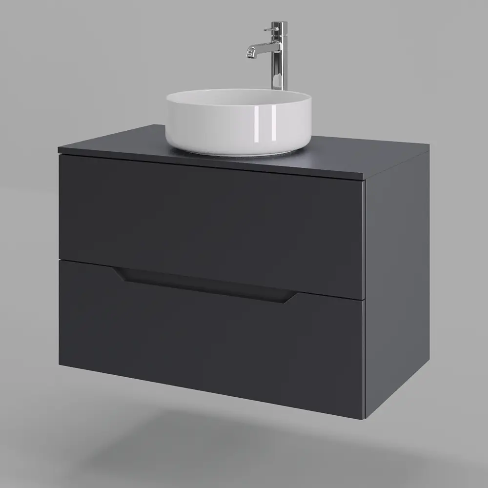 Фото 4 Тумба с раковиной подвесная Topline FLIPTUS80G-9360W 80 см цвет графит/белый