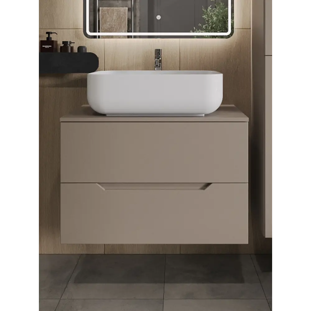 Фото Тумба с раковиной подвесная Topline FLIPTUS80L-3600W 80 см цвет латте/белый Фото Тумба с раковиной подвесная Topline FLIPTUS80L-3600W 80 см цвет латте/белый