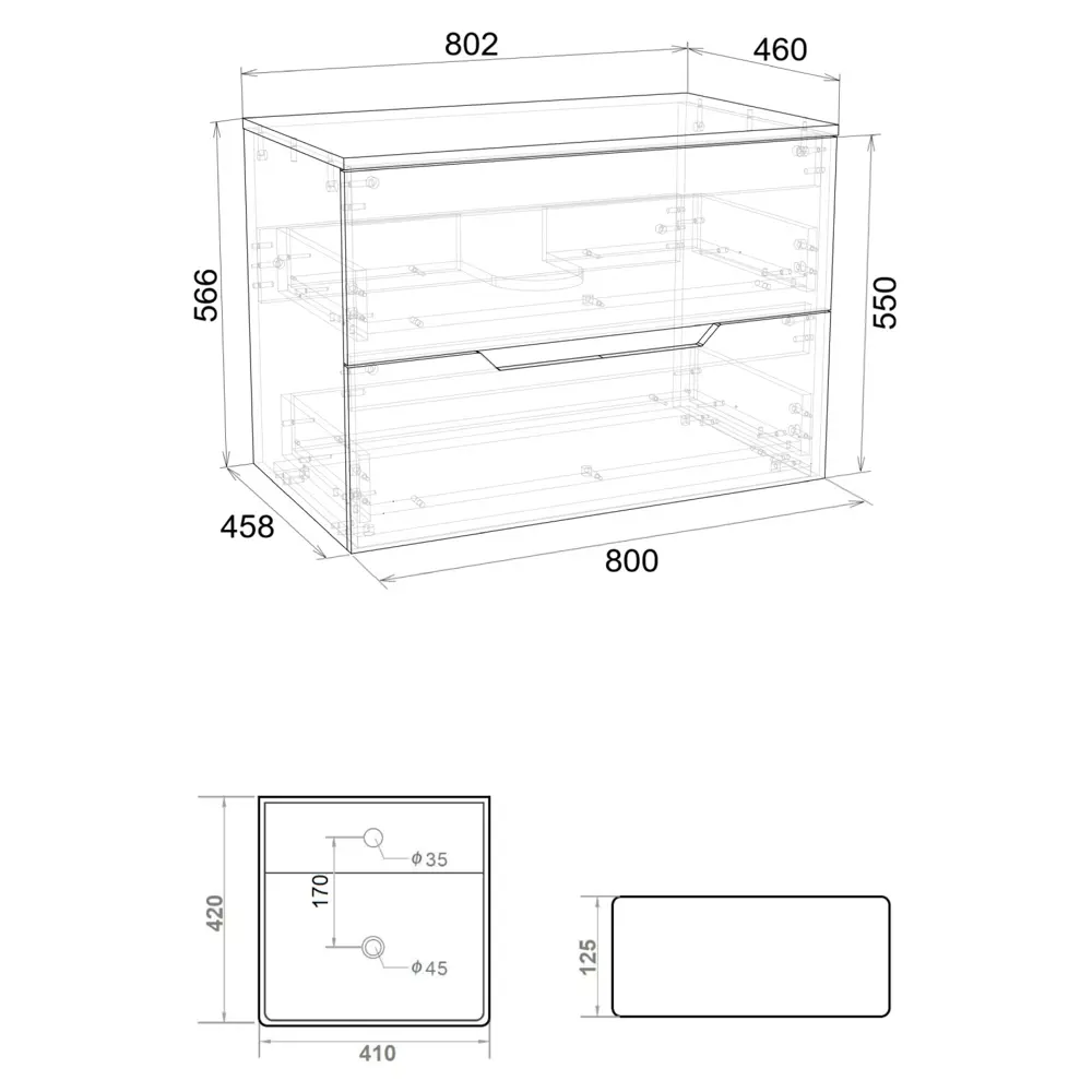 Фото 5 Тумба с раковиной подвесная Topline FLIPTUS80L-4405W 80 см цвет латте/белый