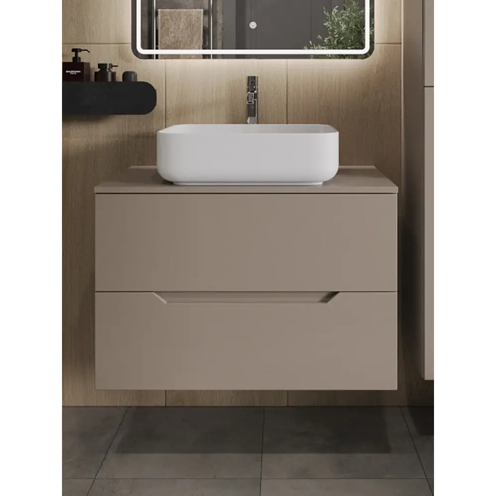 Фото Тумба с раковиной подвесная Topline FLIPTUS80L-5500W 80 см цвет латте матовый