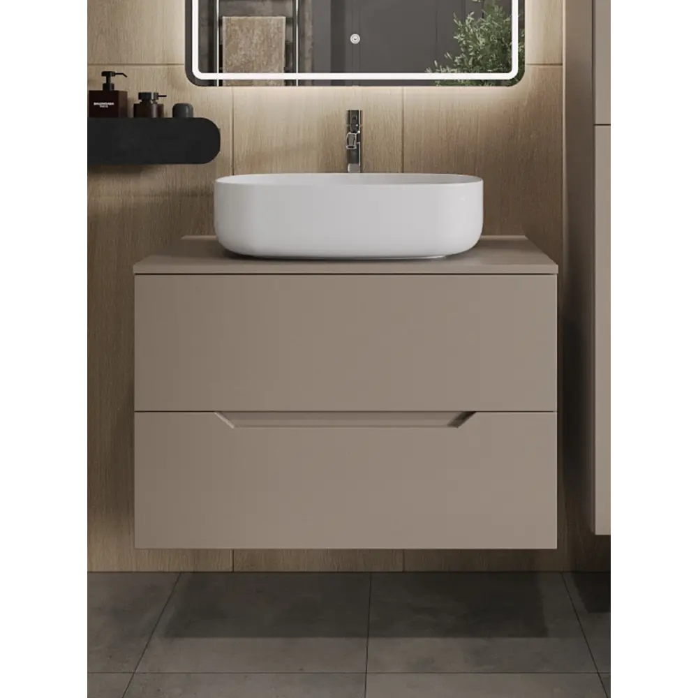 Фото Тумба с раковиной подвесная Topline FLIPTUS80L-7540W 80 см цвет латте матовый