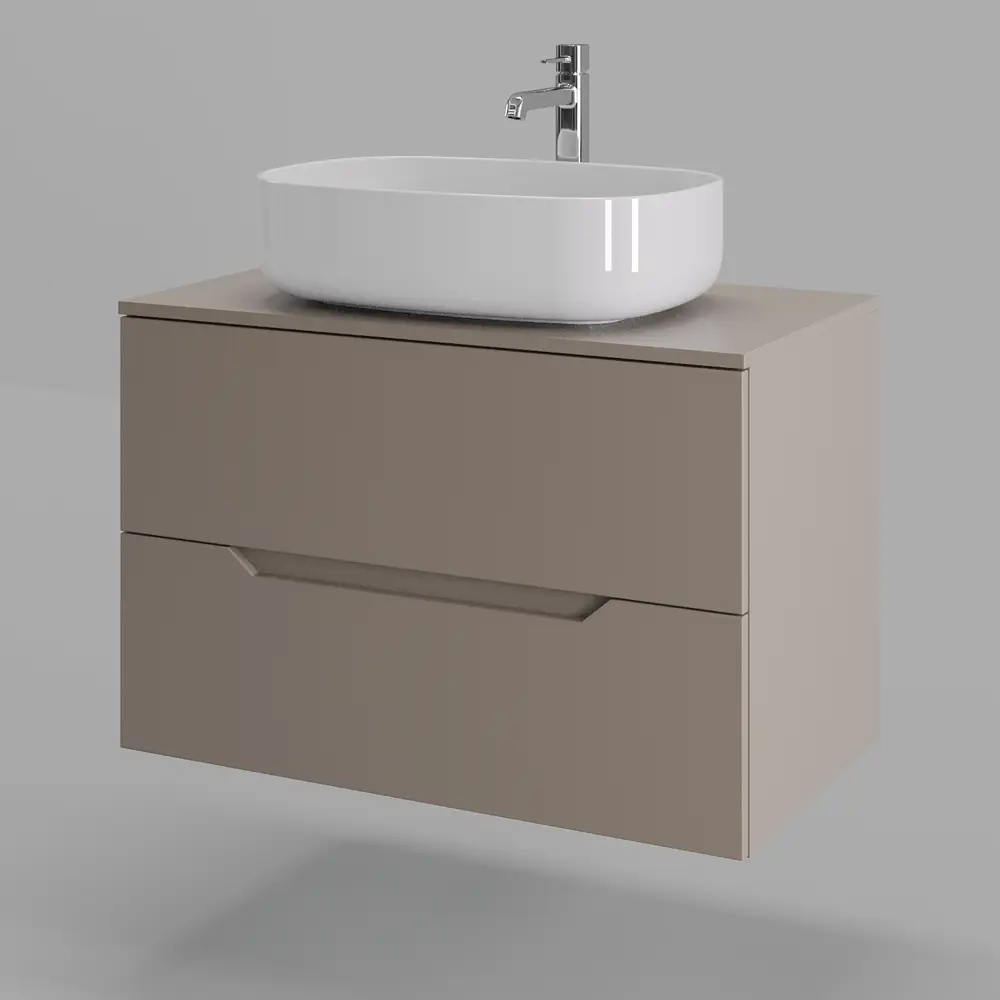 Фото 4 Тумба с раковиной подвесная Topline FLIPTUS80L-7540W 80 см цвет латте матовый