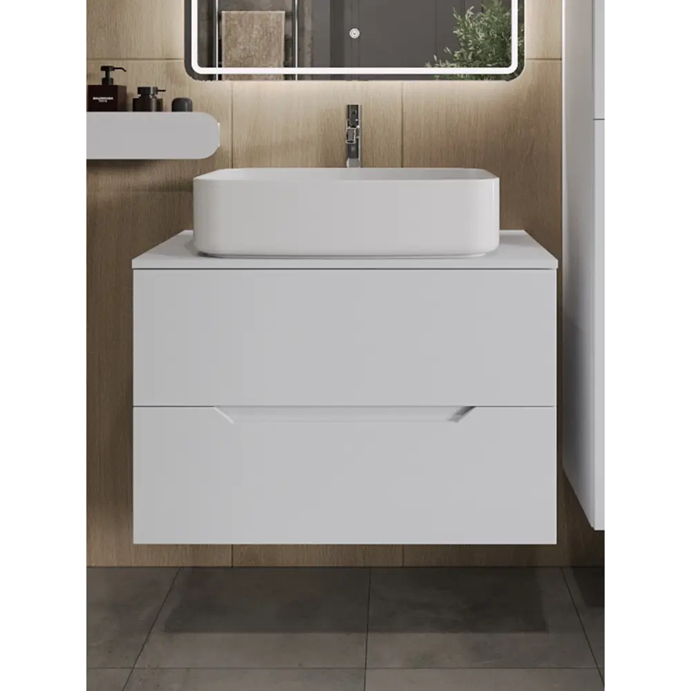 Фото Тумба с раковиной подвесная Topline FLIPTUS80W-7600W 80 см цвет белый