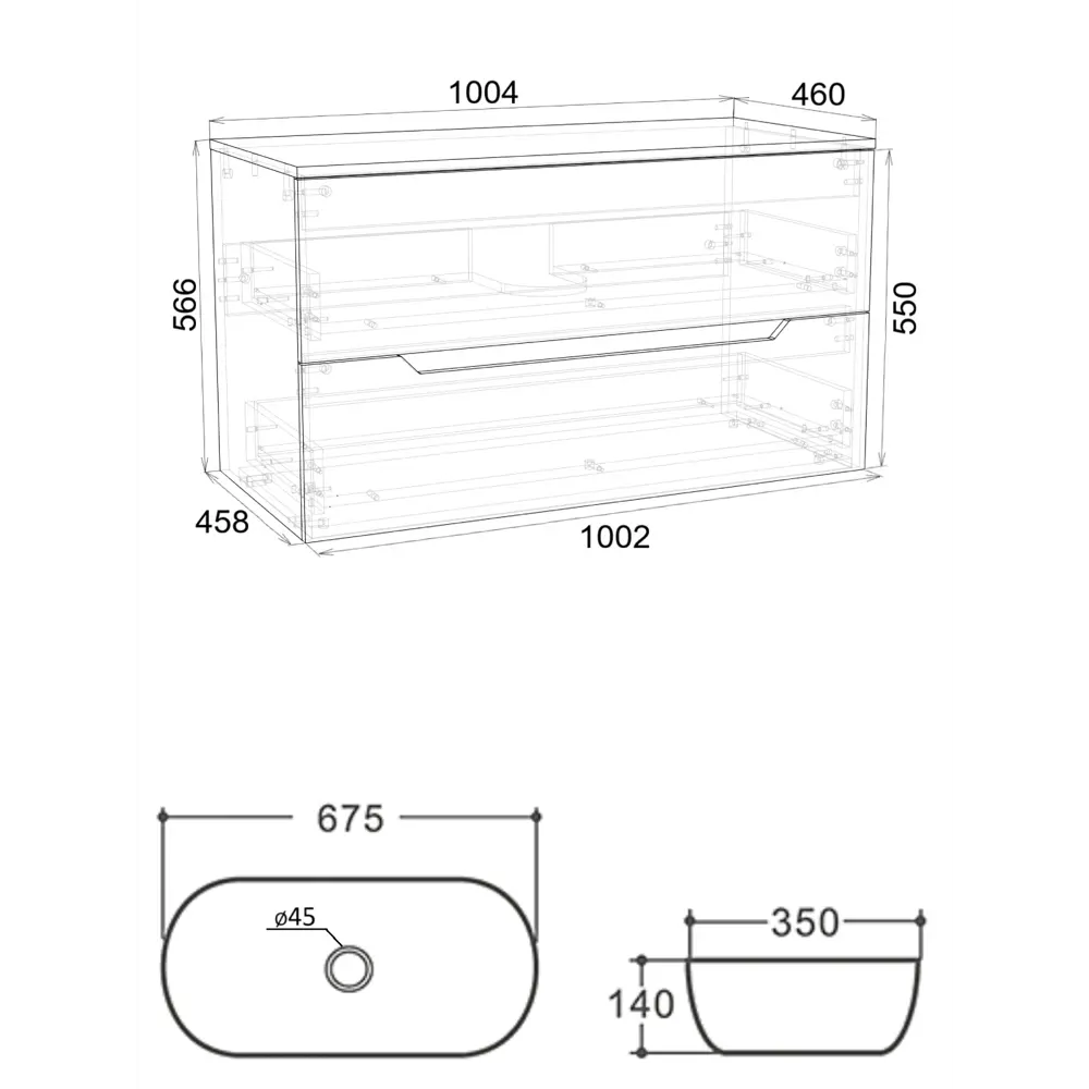 Фото 5 Тумба с раковиной подвесная Topline FLIPTUS100G-7675W 100 см цвет графит/белый Фото 5 Тумба с раковиной подвесная Topline FLIPTUS100G-7675W 100 см цвет графит/белый