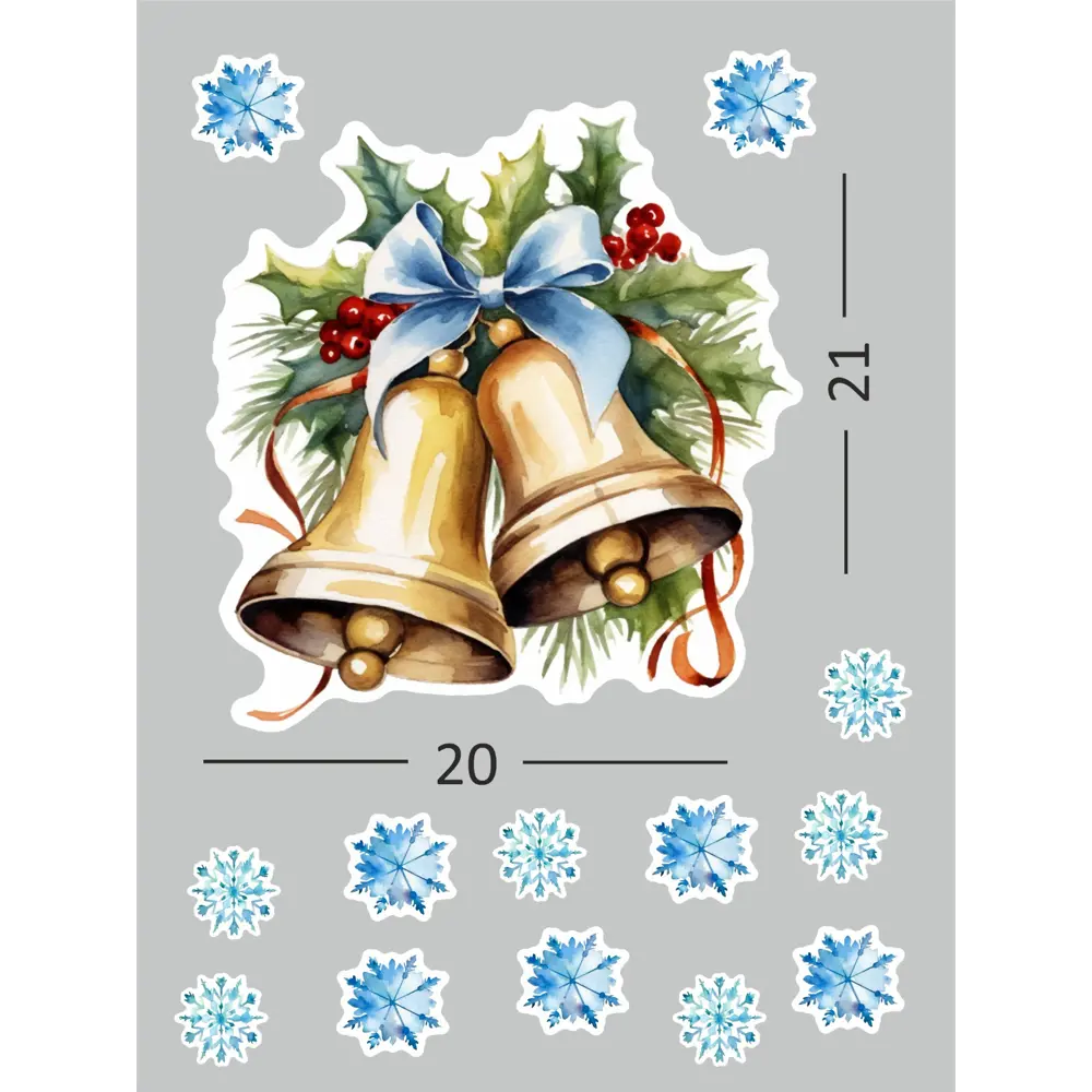 Фото 2 Новогодние наклейки Lisadecor S0543 колокольчики Фото 2 Новогодние наклейки Lisadecor S0543 колокольчики