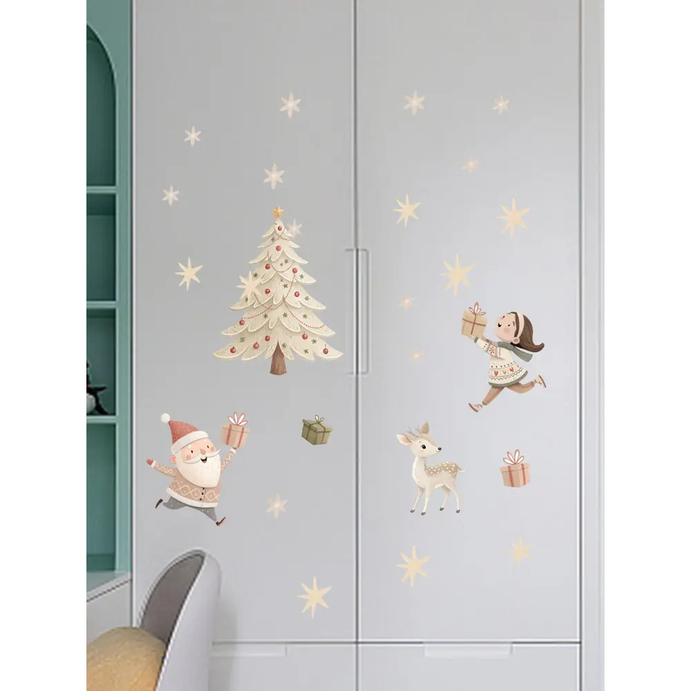 Фото 4 Новогодние наклейки Lisadecor S0555 Дед Мороз и елка Фото 4 Новогодние наклейки Lisadecor S0555 Дед Мороз и елка