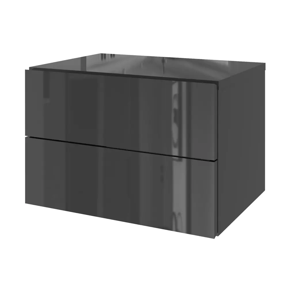 Фото Тумба прикроватная Leolana Сатурн 42x27.9x30 см 2 ящика ЛДСП цвет графит глянец