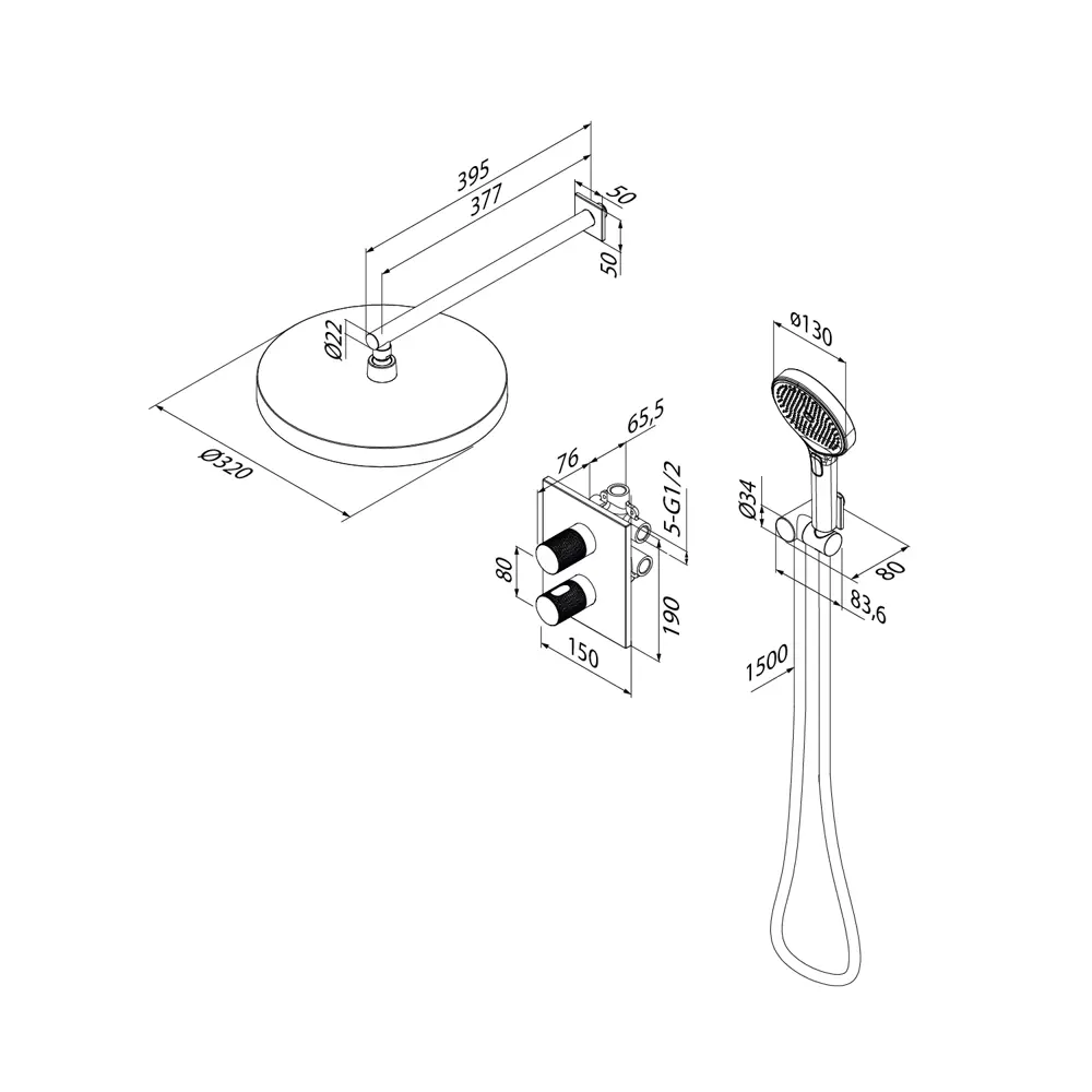 Фото 16 Душевая стойка Iddis DUNGM0Ti67 1 режимная цвет графит матовый