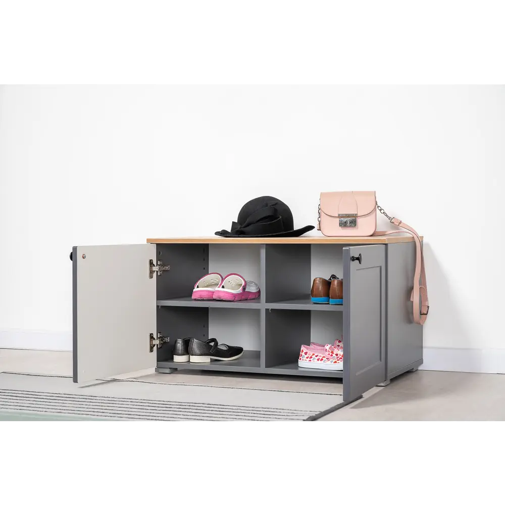 Фото 11 Комплект мебели для прихожей Mobi Остин пр-54-гз 360x230x54 см ЛДСП цвет серый графит/дуб крафт золотой Фото 11 Комплект мебели для прихожей Mobi Остин пр-54-гз 360x230x54 см ЛДСП цвет серый графит/дуб крафт золотой