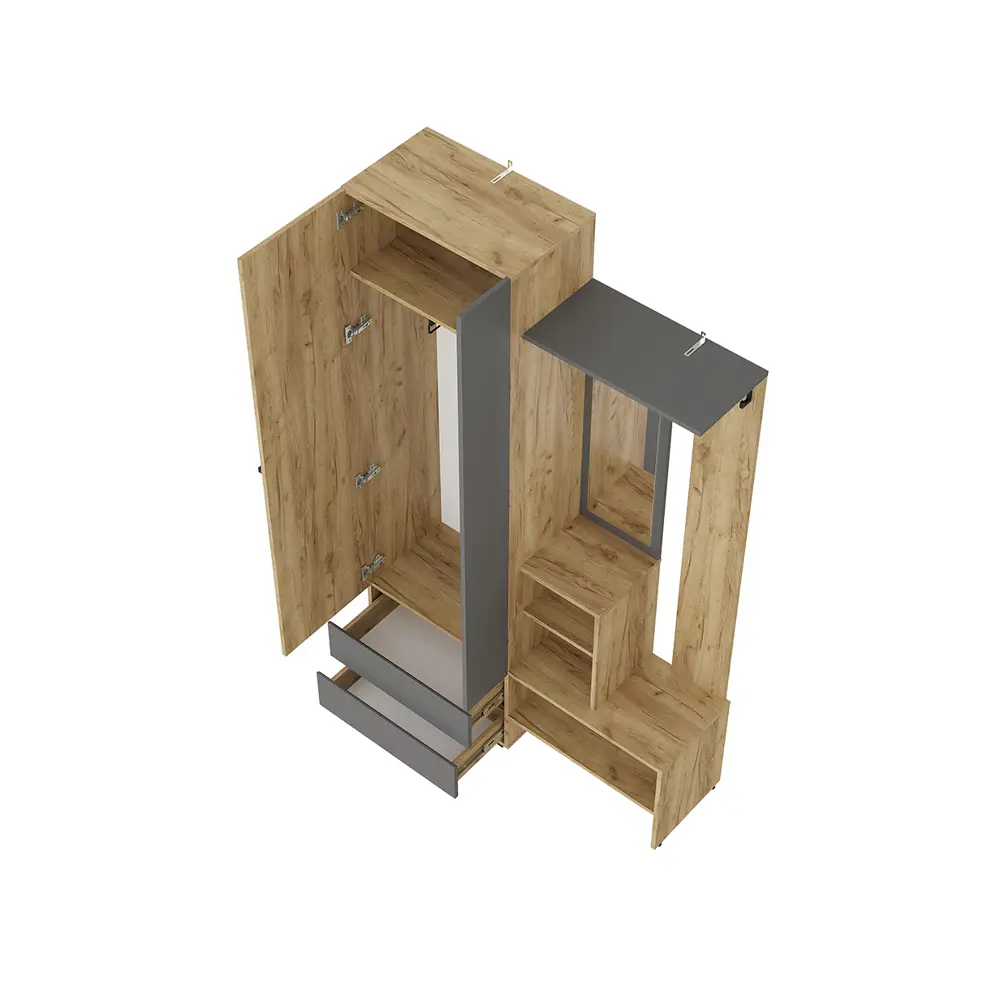 Фото 4 Комплект мебели для прихожей Bts Твист 120.2x202x37.2 см ЛДСП цвет крафт/графит Фото 4 Комплект мебели для прихожей Bts Твист 120.2x202x37.2 см ЛДСП цвет крафт/графит