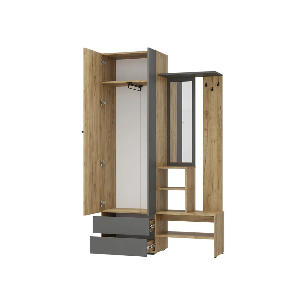 Фото 3 Комплект мебели для прихожей Bts Твист 120.2x202x37.2 см ЛДСП цвет крафт/графит Фото 3 Комплект мебели для прихожей Bts Твист 120.2x202x37.2 см ЛДСП цвет крафт/графит