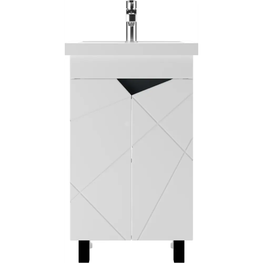 Фото 3 Тумба под раковину напольная Домино Vector DV6615T 47 см цвет белый/графит