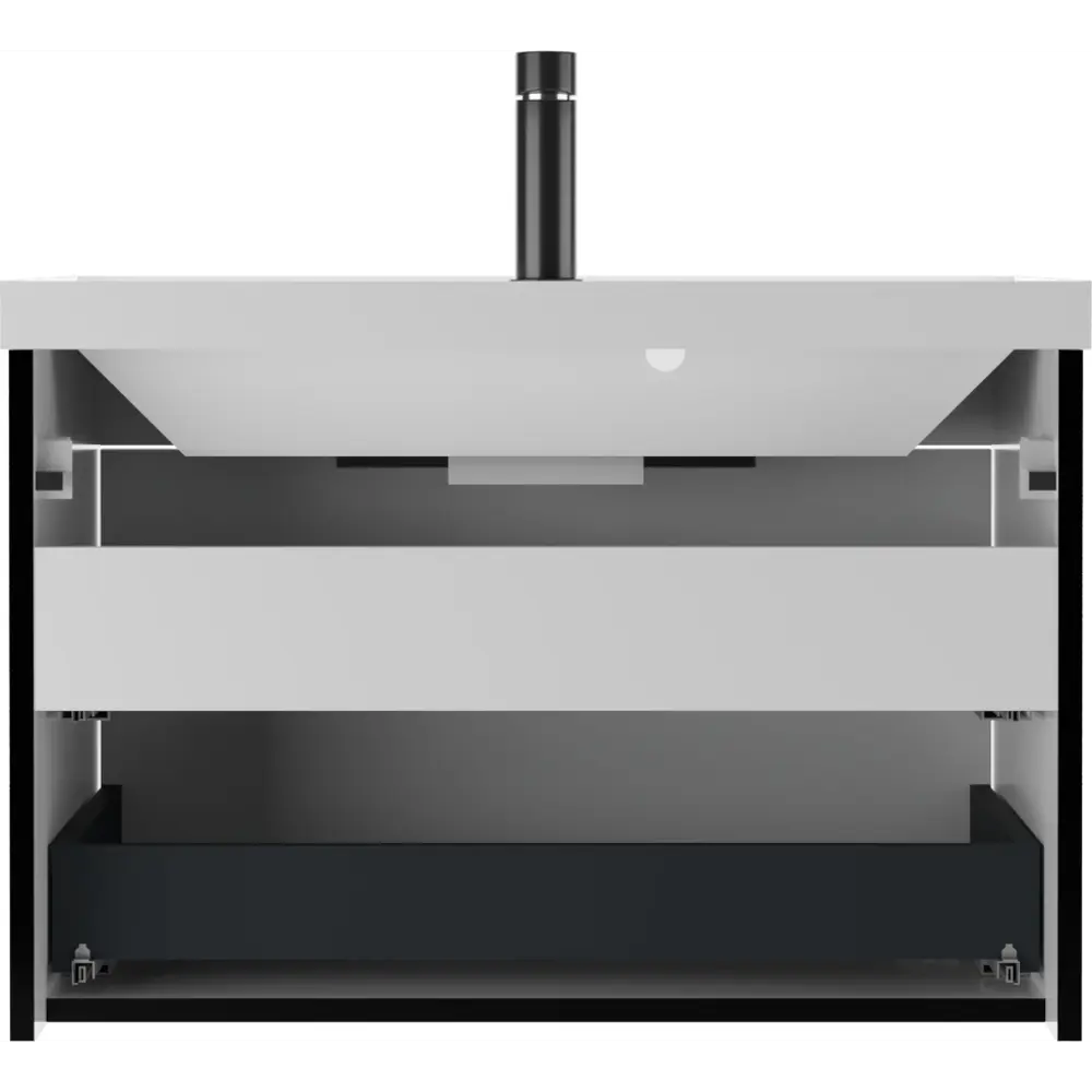 Фото 2 Тумба под раковину подвесная Домино Forta DF2502T 79 см цвет белый с черной каемкой Фото 2 Тумба под раковину подвесная Домино Forta DF2502T 79 см цвет белый с черной каемкой