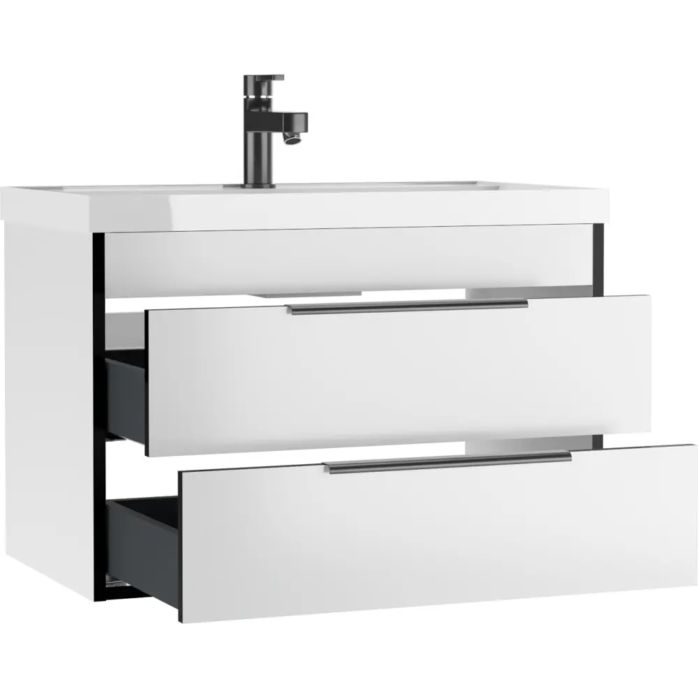 Фото 4 Тумба под раковину подвесная Домино Forta DF2502T 79 см цвет белый с черной каемкой Фото 4 Тумба под раковину подвесная Домино Forta DF2502T 79 см цвет белый с черной каемкой