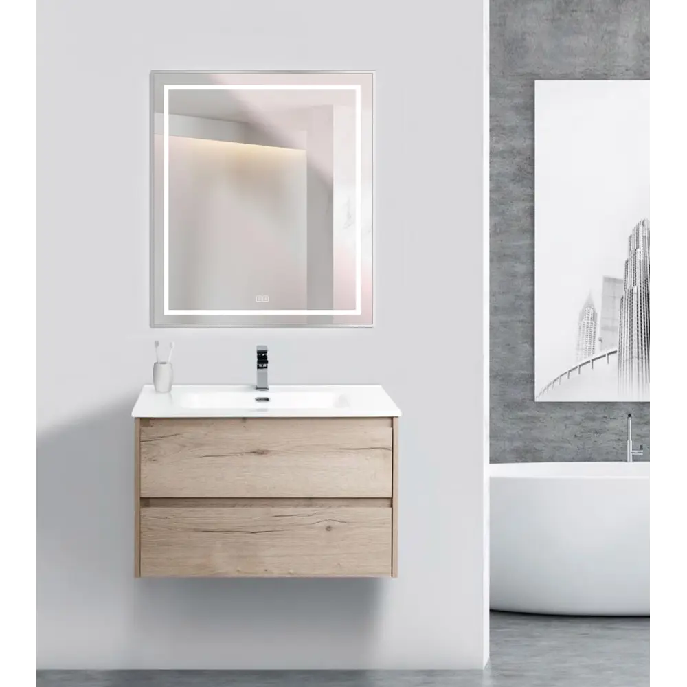 Фото Зеркало для ванной Belbagno Kraft SPC-KRAFT-700-800-LED-TCH-WARM с подсветкой 70x80см
