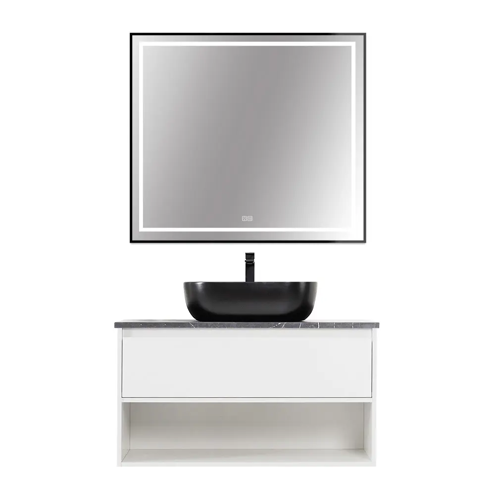 Фото 4 Зеркало для ванной Belbagno Kraft SPC-KRAFT-900-800-LED-TCH-WARM-NERO с подсветкой 90x80см Фото 4 Зеркало для ванной Belbagno Kraft SPC-KRAFT-900-800-LED-TCH-WARM-NERO с подсветкой 90x80см