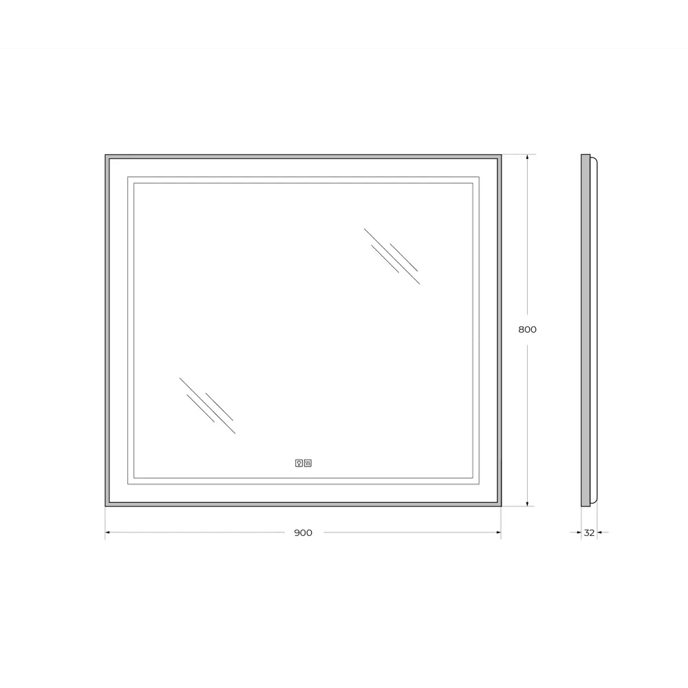 Фото 9 Зеркало для ванной Belbagno Kraft SPC-KRAFT-900-800-LED-TCH-WARM-NERO с подсветкой 90x80см Фото 9 Зеркало для ванной Belbagno Kraft SPC-KRAFT-900-800-LED-TCH-WARM-NERO с подсветкой 90x80см