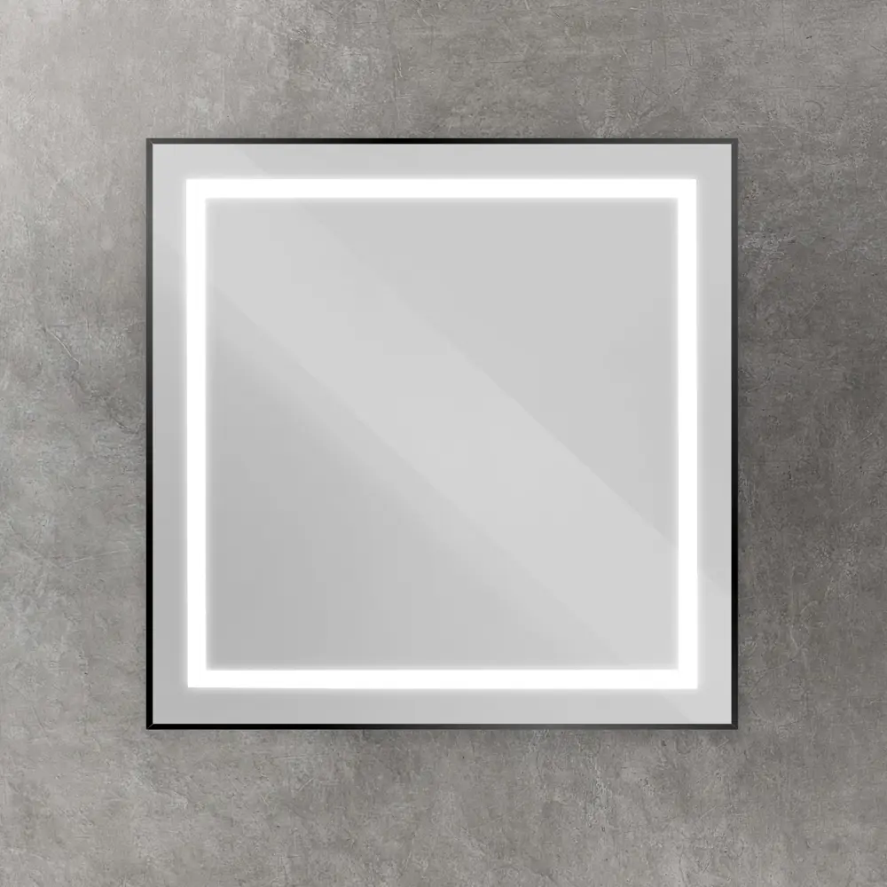 Фото 4 Зеркало для ванной Belbagno Kraft SPC-KRAFT-800-800-SENS-NERO с подсветкой 80x80см