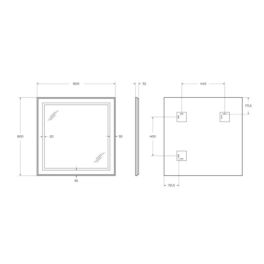 Фото 8 Зеркало для ванной Belbagno Kraft SPC-KRAFT-800-800-SENS-NERO с подсветкой 80x80см