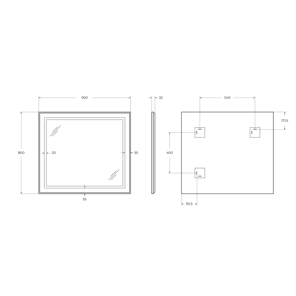 Фото 9 Зеркало для ванной Belbagno Kraft SPC-KRAFT-900-800-SENS-NERO с подсветкой 90x80см Фото 9 Зеркало для ванной Belbagno Kraft SPC-KRAFT-900-800-SENS-NERO с подсветкой 90x80см