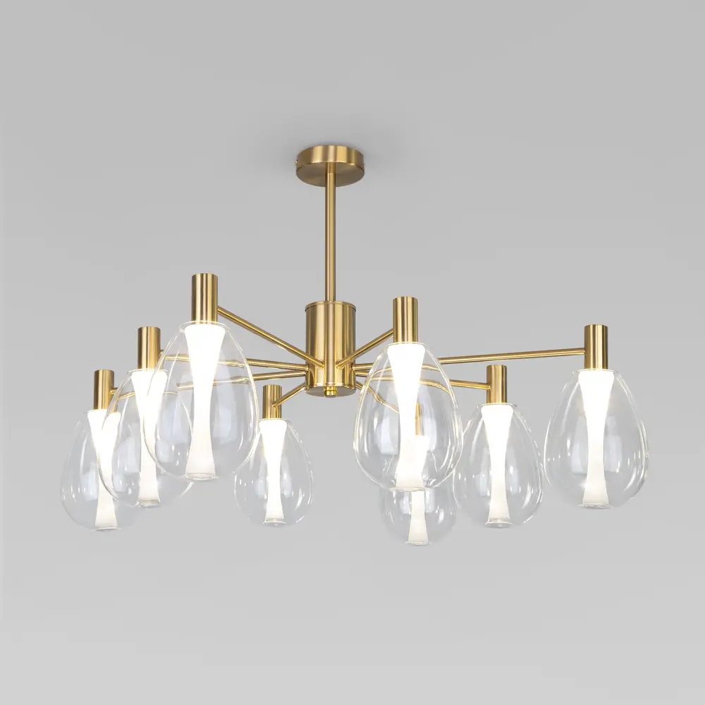 Фото 8 Люстра на штанге умная Eurosvet Magma A069323 8 ламп 10 м² цвет латунь