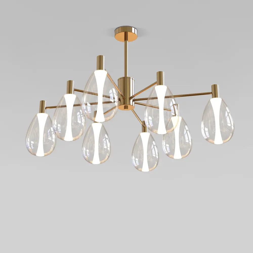 Фото 7 Люстра на штанге умная Eurosvet Magma A069323 8 ламп 10 м² цвет латунь