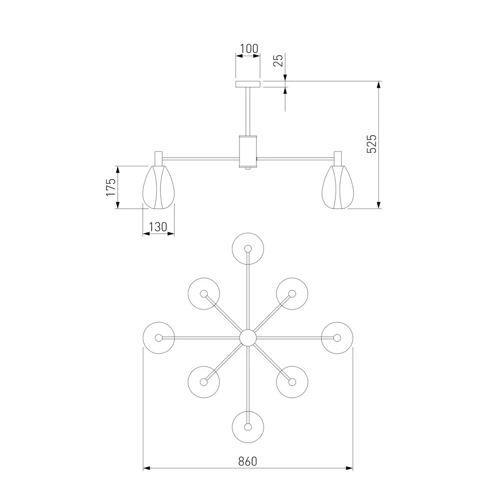 Фото 12 Люстра на штанге умная Eurosvet Magma A069323 8 ламп 10 м² цвет латунь