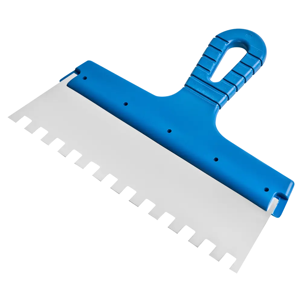 Фото Шпатель зубчатый Интек 10108-250-010 250 мм, нержавеющая сталь, зуб 10x10 мм