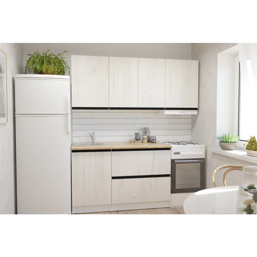 Фото 2 Кухонный гарнитур Макси/амели Герда Амели макси 180x212x60 см ЛДСП цвет беленый дуб Фото 2 Кухонный гарнитур Макси/амели Герда Амели макси 180x212x60 см ЛДСП цвет беленый дуб