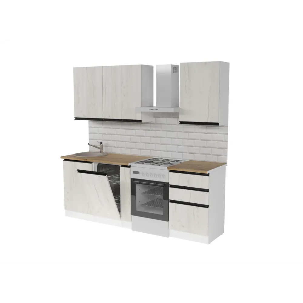 Фото Кухонный гарнитур Стандарт/амели Герда Амели стандарт 160x212x60 см ЛДСП цвет беленый дуб Фото Кухонный гарнитур Стандарт/амели Герда Амели стандарт 160x212x60 см ЛДСП цвет беленый дуб