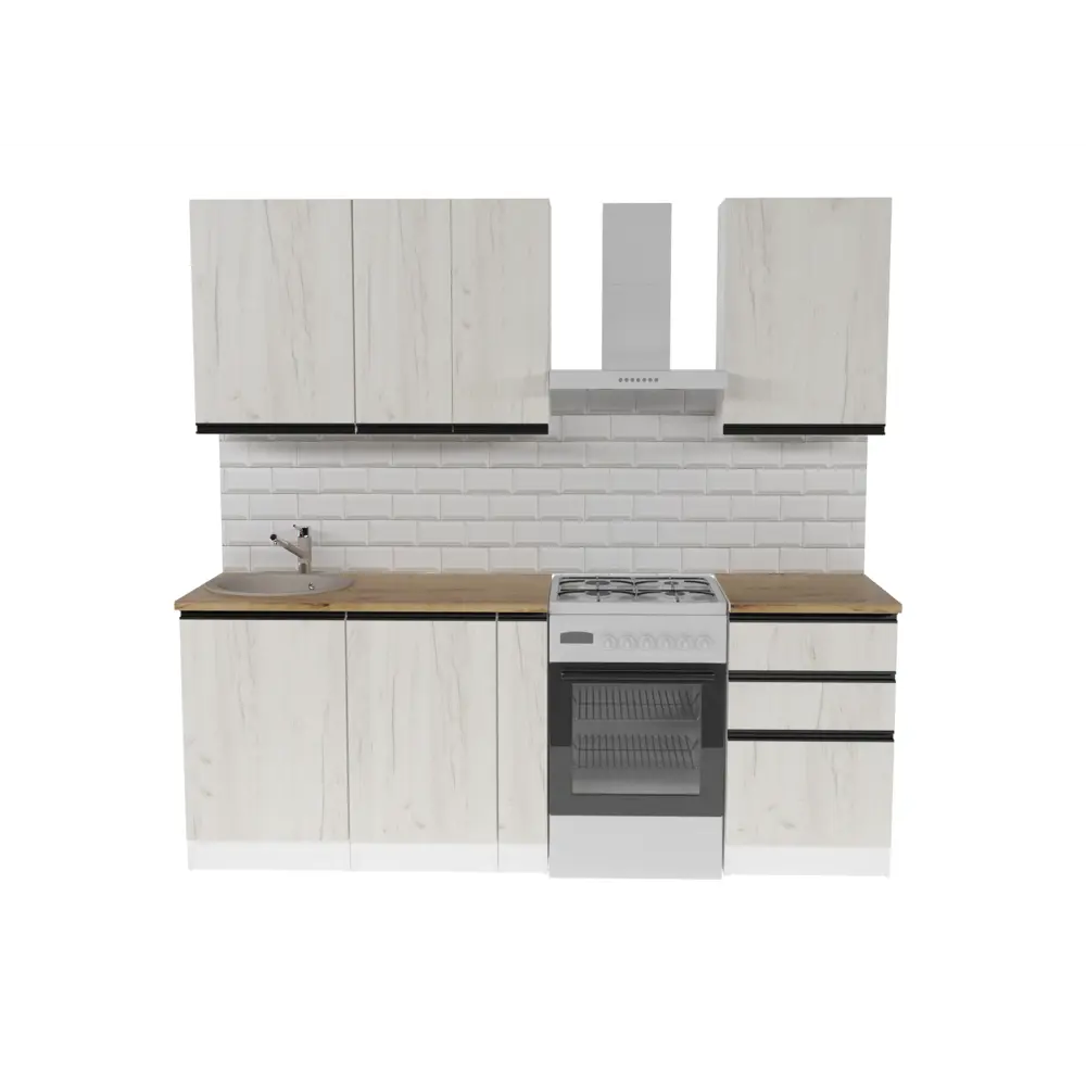 Фото 7 Кухонный гарнитур Стандарт/амели Герда Амели стандарт 160x212x60 см ЛДСП цвет беленый дуб Фото 7 Кухонный гарнитур Стандарт/амели Герда Амели стандарт 160x212x60 см ЛДСП цвет беленый дуб