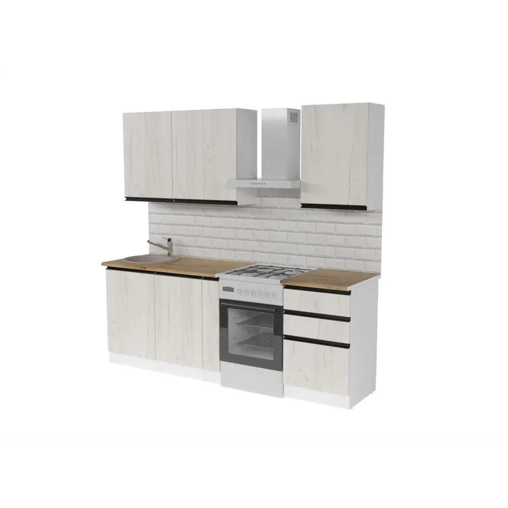 Фото 2 Кухонный гарнитур Стандарт/амели Герда Амели стандарт 160x212x60 см ЛДСП цвет беленый дуб Фото 2 Кухонный гарнитур Стандарт/амели Герда Амели стандарт 160x212x60 см ЛДСП цвет беленый дуб