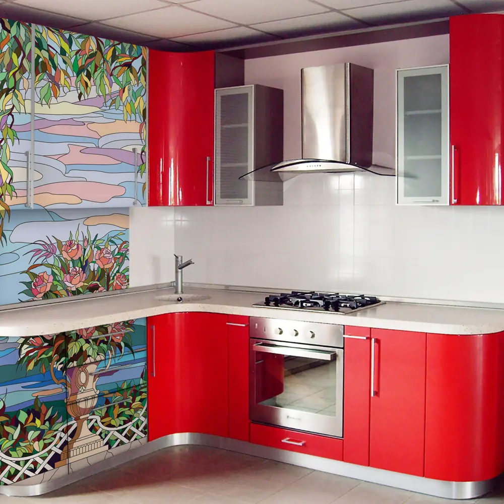 Фото 13 Пленка самоклеящаяся универсальная Wallfix Витраж с букетом 0.95x2.2 м цвет голубой;розовый;зеленый Фото 13 Пленка самоклеящаяся универсальная Wallfix Витраж с букетом 0.95x2.2 м цвет голубой;розовый;зеленый