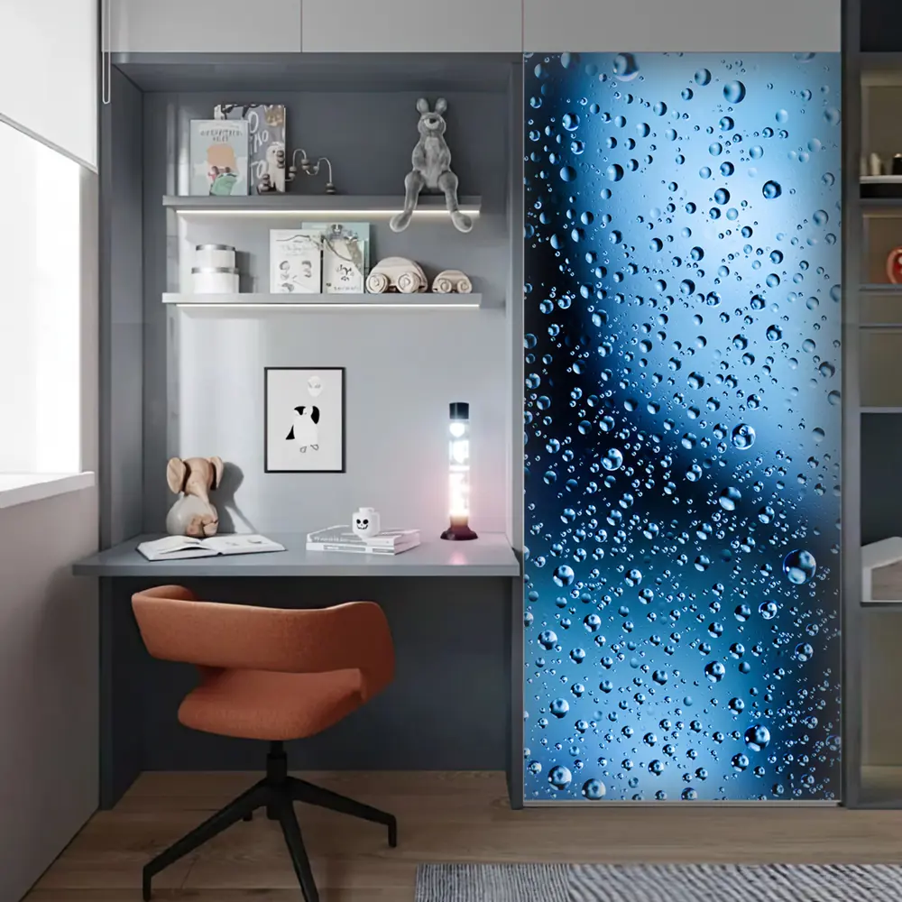 Фото 11 Пленка самоклеящаяся универсальная Wallfix Капли на стекле-2 0.95x2.2 м цвет синий;голубой Фото 11 Пленка самоклеящаяся универсальная Wallfix Капли на стекле-2 0.95x2.2 м цвет синий;голубой