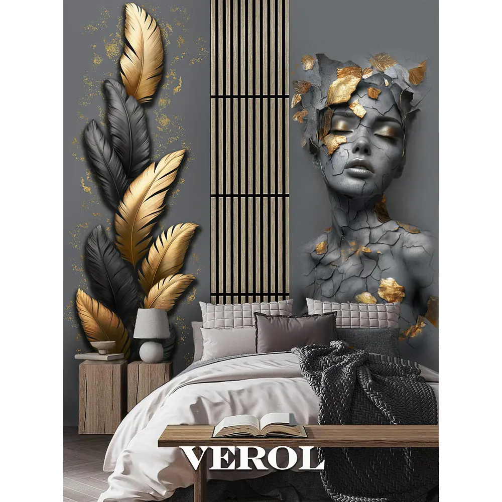 Фото 5 Фотообои флизелиновые Verol Девушка и перья 100x283 см