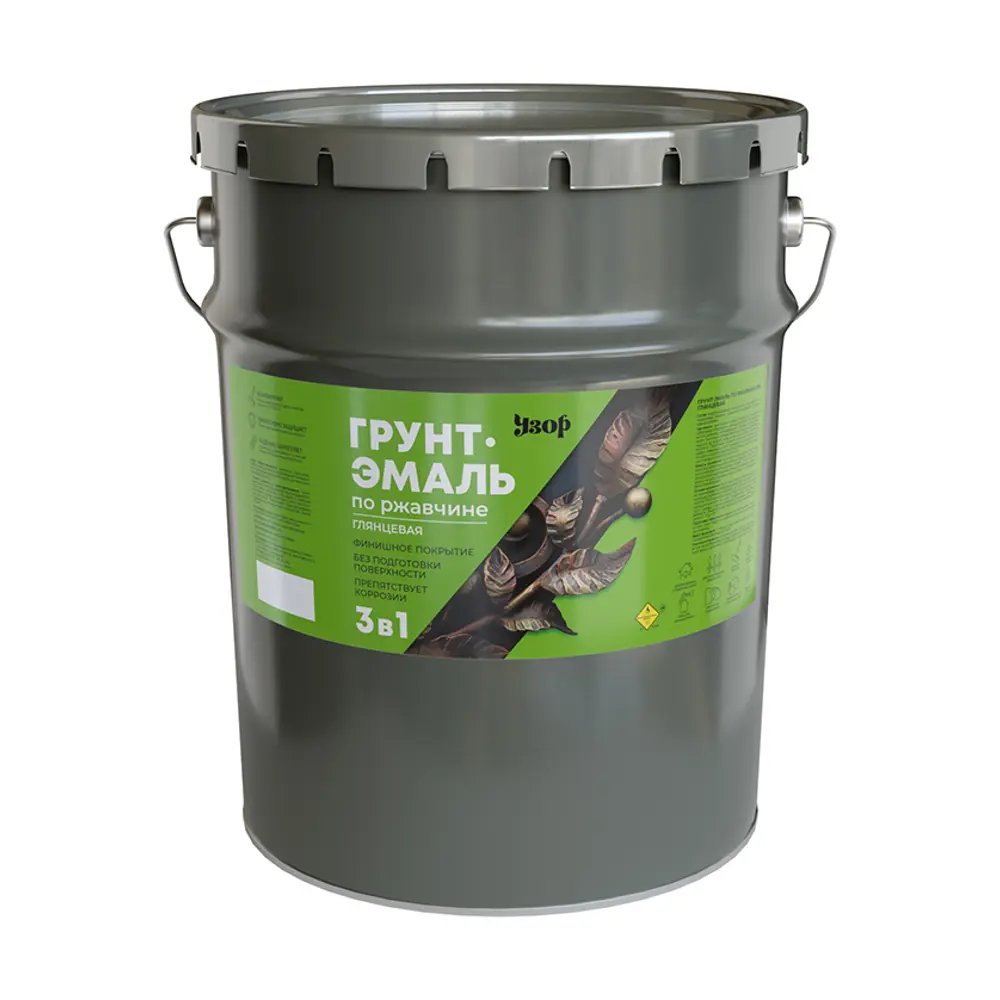 Фото Грунт-эмаль по ржавчине Saiver Узор гладкая цвет черный 20 кг