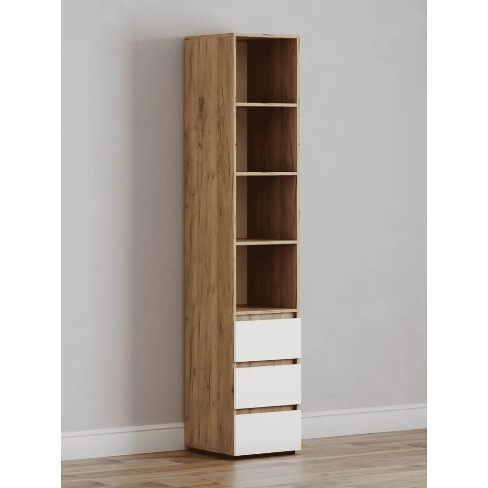 Фото 6 Стеллаж с полками Стендмебель Хелен 40x210x46 см нагрузка до 5 кг ЛДСП цвет белый/дуб крафт золотой Фото 6 Стеллаж с полками Стендмебель Хелен 40x210x46 см нагрузка до 5 кг ЛДСП цвет белый/дуб крафт золотой