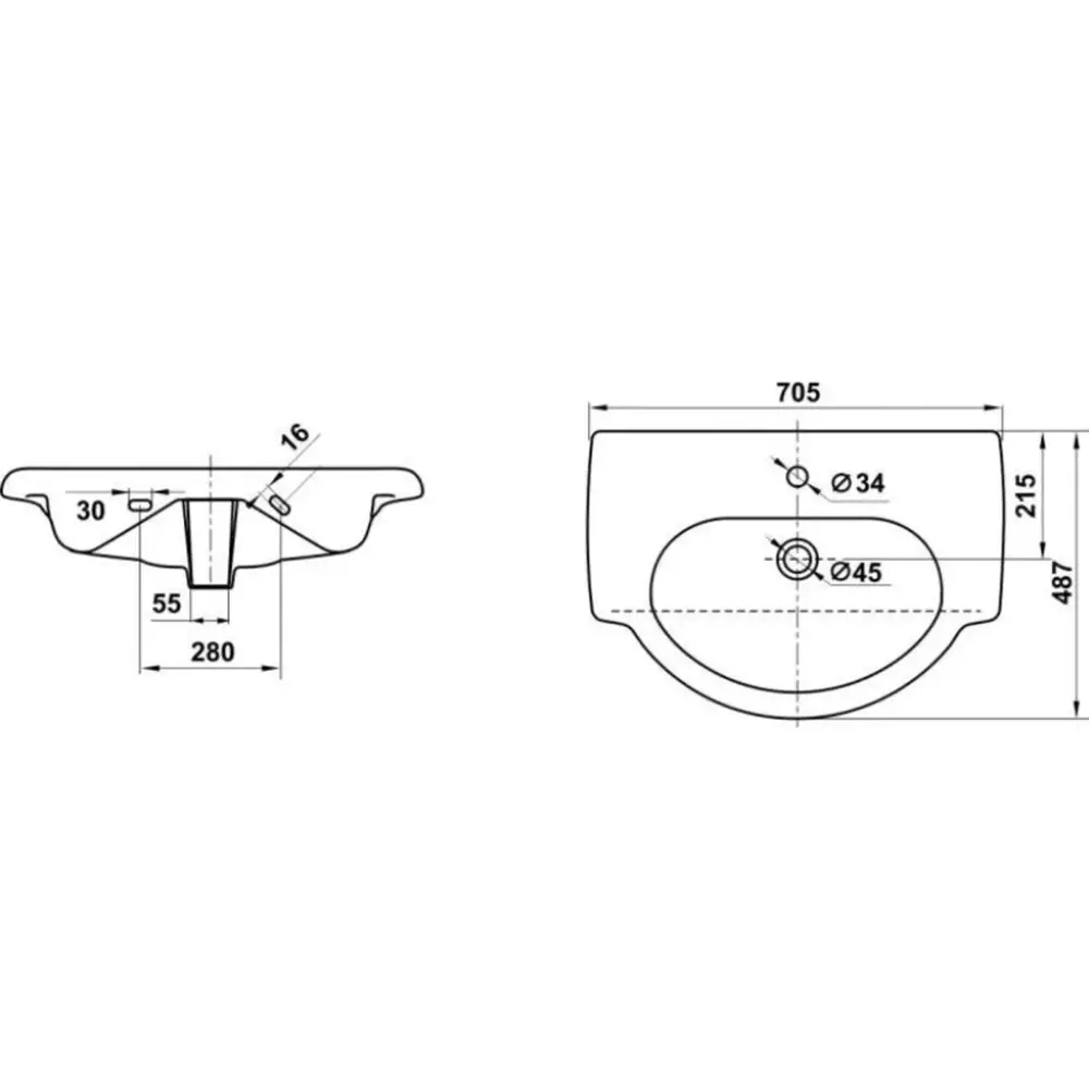 Фото 2 Раковина мебельная Керамин Верона 70 с креплением цвет белый Фото 2 Раковина мебельная Керамин Верона 70 с креплением цвет белый
