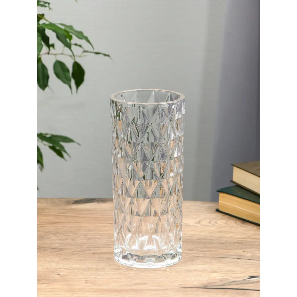 Фото 4 Ваза Сима-ленд Шерри ромбы стекло цвет прозрачный 24 см