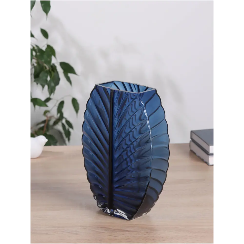 Фото 2 Ваза Сима-ленд Эдисон стиль d-10*6 см стекло цвет синий 25 см