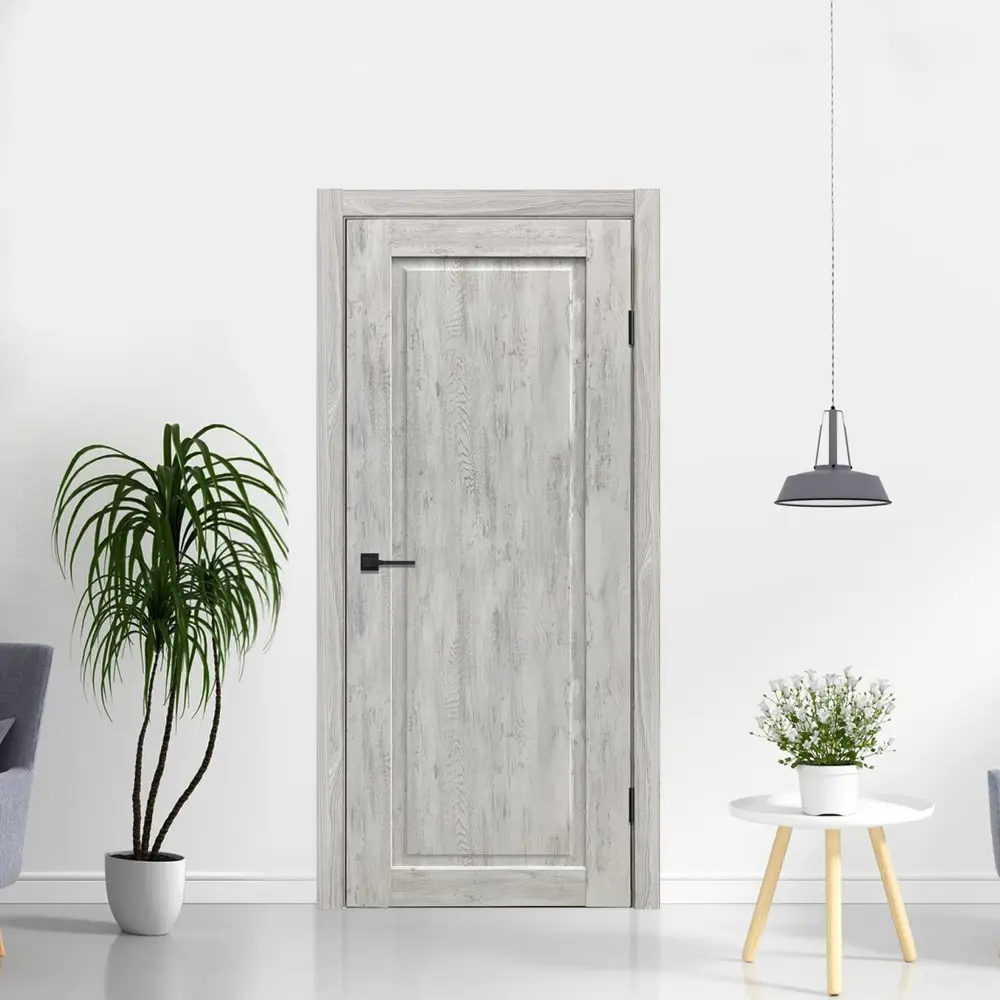 Фото 6 Комплект межкомнатной двери Дверипро Классика 1 глухая 200x70см ПВХ цвет дуб бьянко с коробом и наличниками Фото 6 Комплект межкомнатной двери Дверипро Классика 1 глухая 200x70см ПВХ цвет дуб бьянко с коробом и наличниками