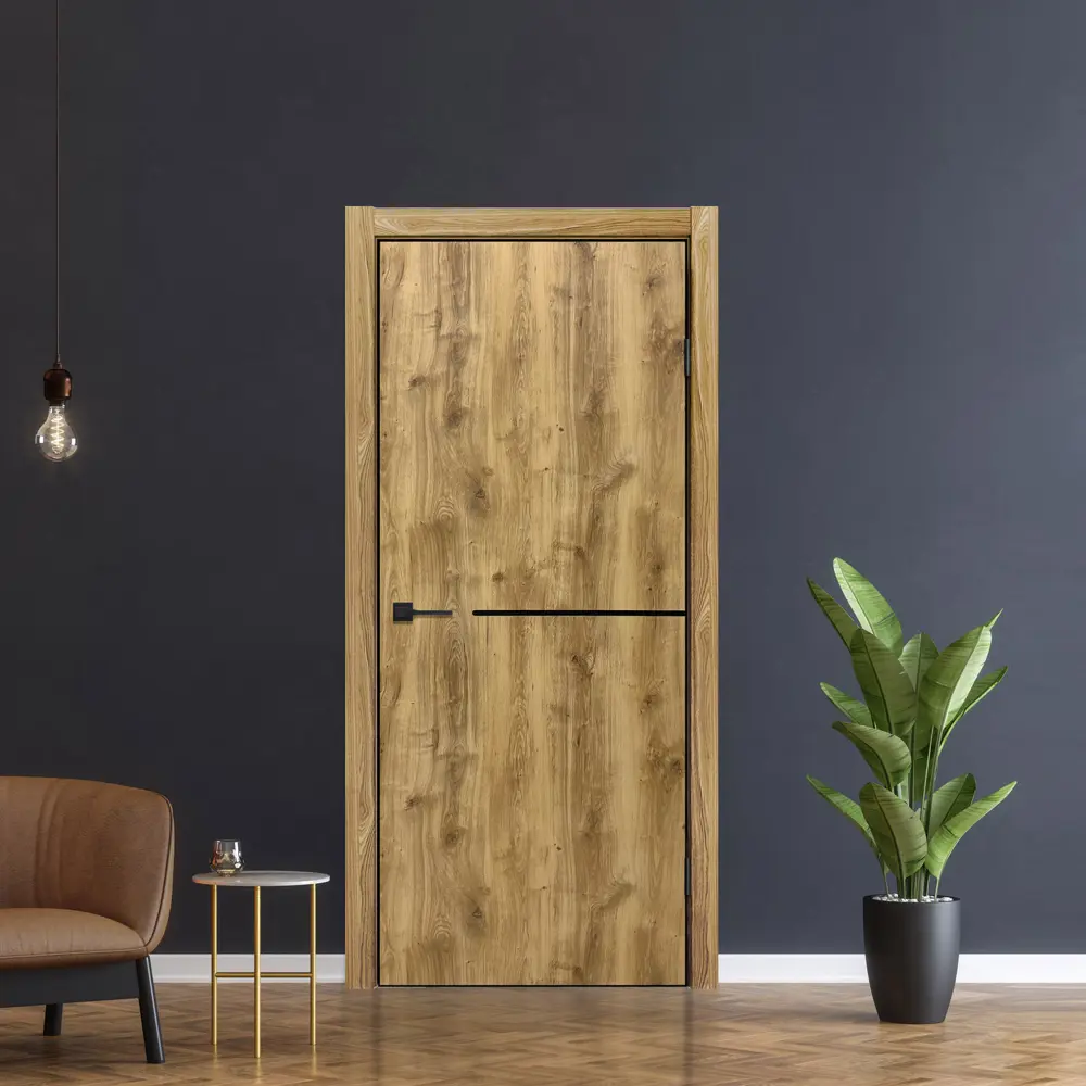 Фото 7 Комплект межкомнатной двери Дверипро Секунда глухая 190x55см ПВХ цвет дуб болтон с коробом и наличниками