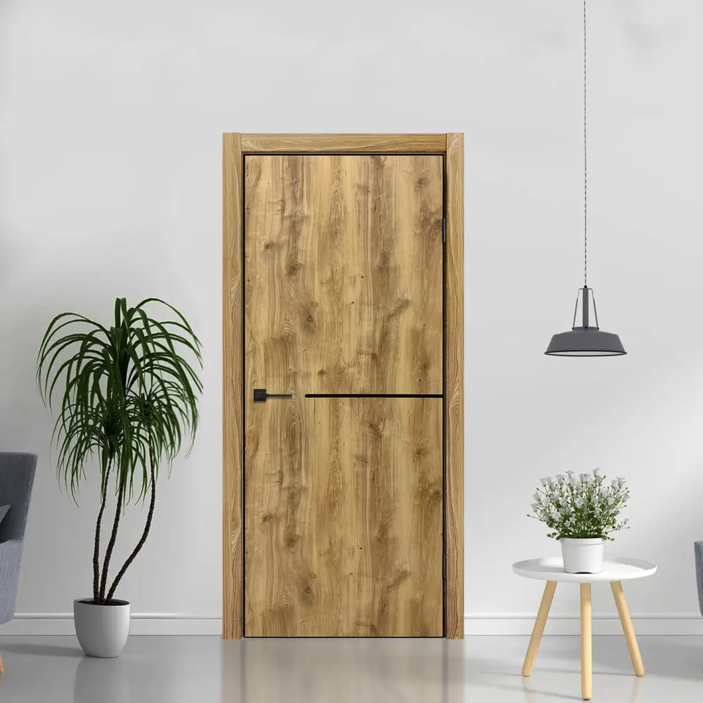 Фото 6 Комплект межкомнатной двери Дверипро Секунда глухая 200x90см ПВХ цвет дуб болтон с коробом и наличниками Фото 6 Комплект межкомнатной двери Дверипро Секунда глухая 200x90см ПВХ цвет дуб болтон с коробом и наличниками