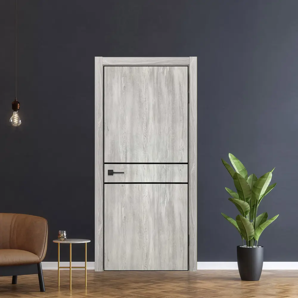 Фото 7 Комплект межкомнатной двери Дверипро Терция глухая 190x60см ПВХ цвет орех бьянко с коробом и наличниками Фото 7 Комплект межкомнатной двери Дверипро Терция глухая 190x60см ПВХ цвет орех бьянко с коробом и наличниками