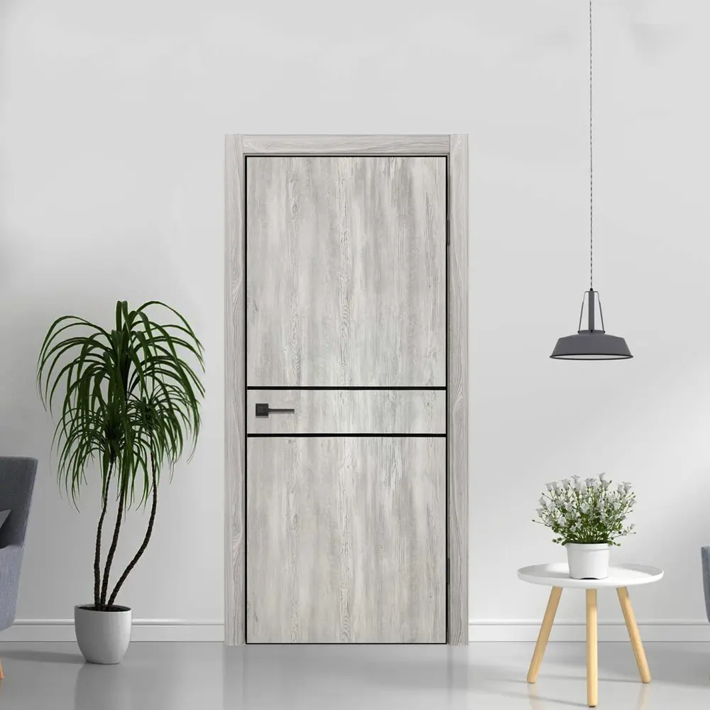 Фото 6 Комплект межкомнатной двери Дверипро Терция глухая 200x90см ПВХ цвет орех бьянко с коробом и наличниками Фото 6 Комплект межкомнатной двери Дверипро Терция глухая 200x90см ПВХ цвет орех бьянко с коробом и наличниками