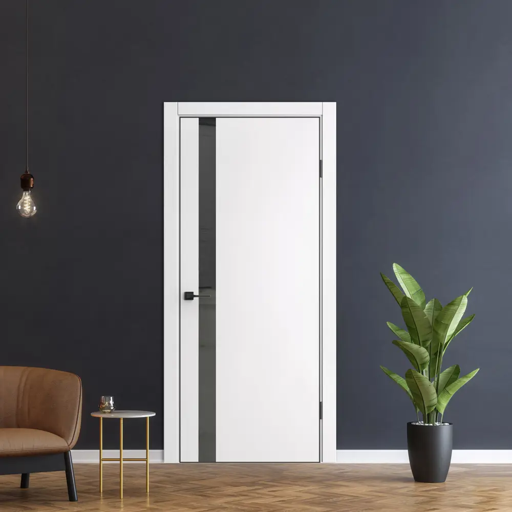 Фото 8 Комплект межкомнатной двери Дверипро Квинто остеклённая 200x90см ПВХ цвет белый ПЭТ с коробом и наличниками Фото 8 Комплект межкомнатной двери Дверипро Квинто остеклённая 200x90см ПВХ цвет белый ПЭТ с коробом и наличниками