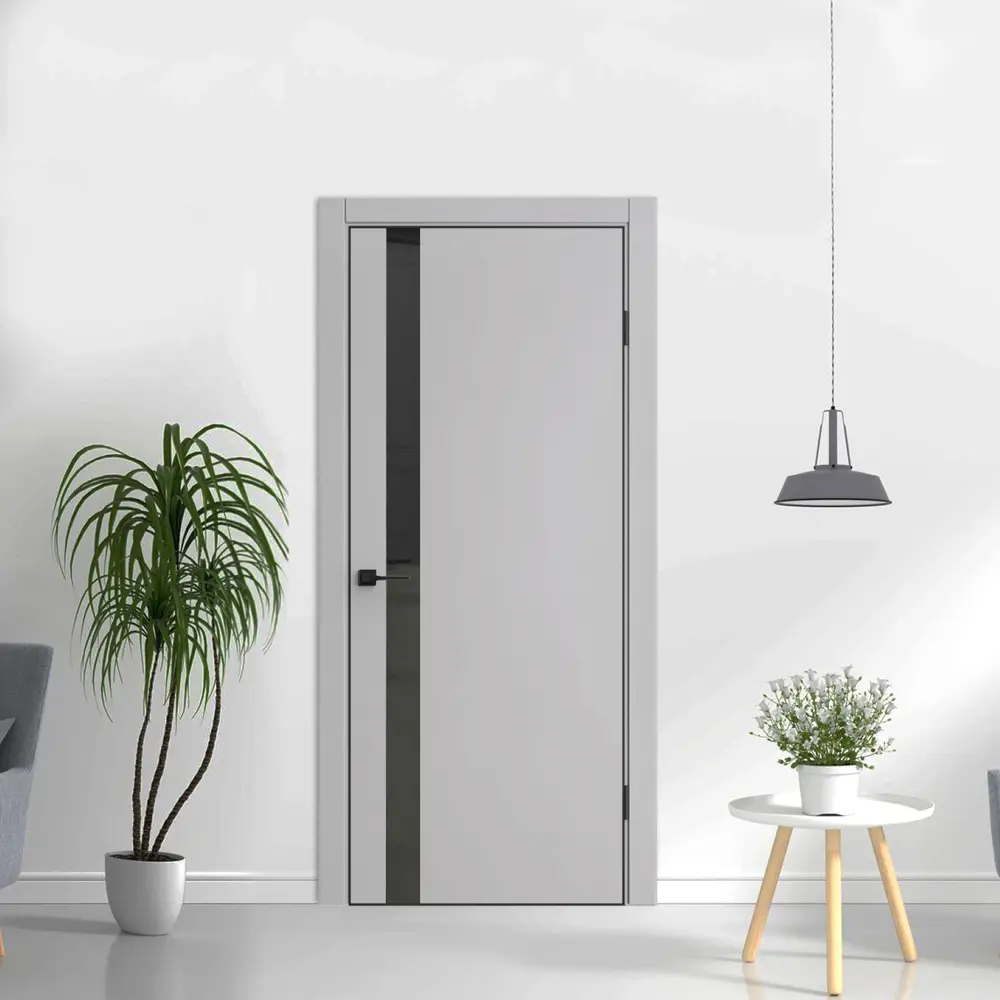 Фото 7 Комплект межкомнатной двери Дверипро Квинто остеклённая 190x55см ПВХ цвет серый ПЭТ с коробом и наличниками Фото 7 Комплект межкомнатной двери Дверипро Квинто остеклённая 190x55см ПВХ цвет серый ПЭТ с коробом и наличниками