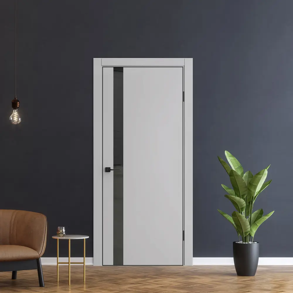 Фото 8 Комплект межкомнатной двери Дверипро Квинто остеклённая 200x60см ПВХ цвет серый ПЭТ с коробом и наличниками Фото 8 Комплект межкомнатной двери Дверипро Квинто остеклённая 200x60см ПВХ цвет серый ПЭТ с коробом и наличниками