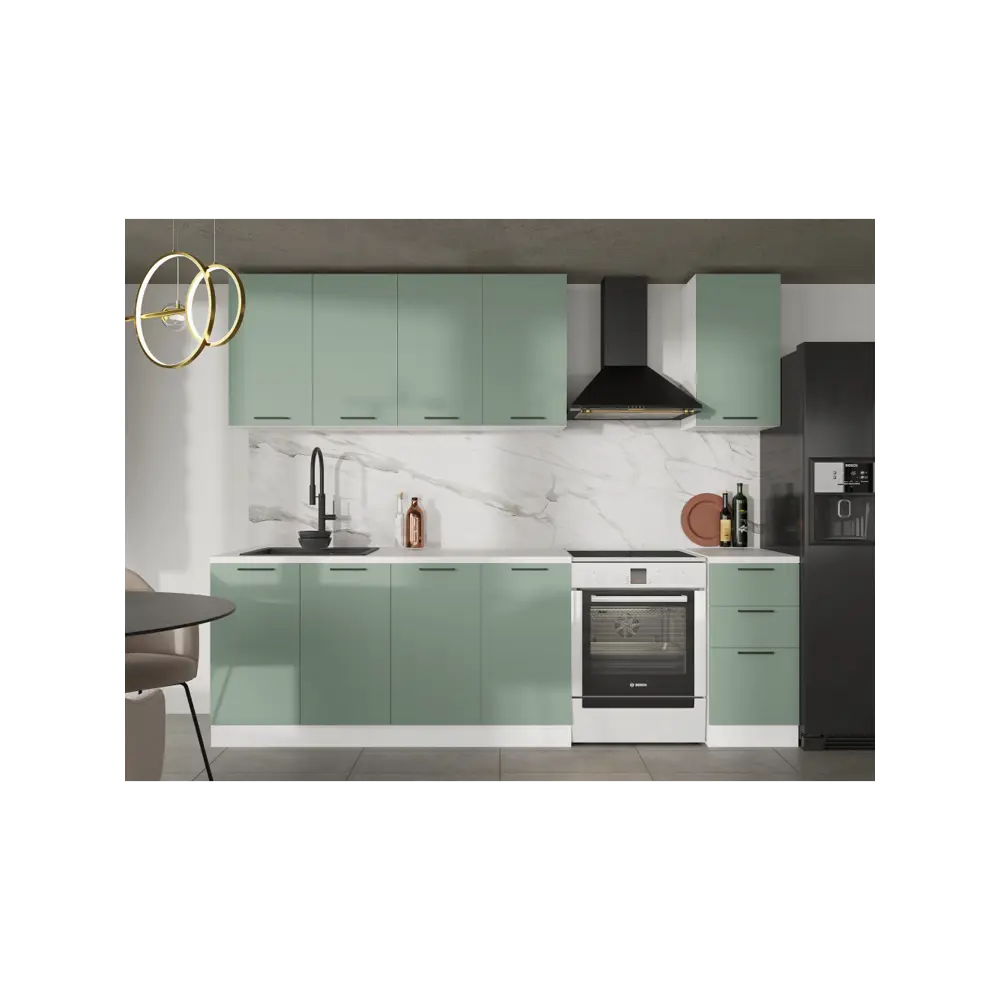 Фото Кухонный гарнитур Невада Mebiplex Ут-00156829 200x217.8x60 см ЛДСП цвет зеленый. Фото Кухонный гарнитур Невада Mebiplex Ут-00156829 200x217.8x60 см ЛДСП цвет зеленый.